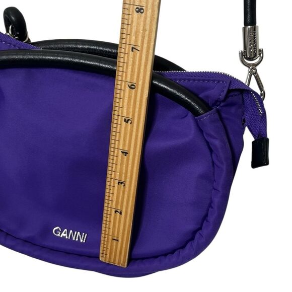 GANNI Knot Purse OS Purple Tech Fabric Mini Bag Removable Strap Baguette Style - Picture 11 of 11